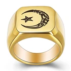 Новое модное ретро кольцо из титановой стали со звездой луной, кольца в арабском мусульманском стиле, унисекс
