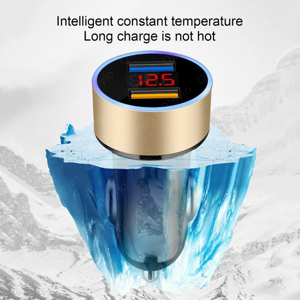 

Universal Aluminum Dual USB Car-charger Adapter 4.8A 5V Car Chargers 2 Ports Fast Charging For Samsung Huawei iphone 11 12 Plus