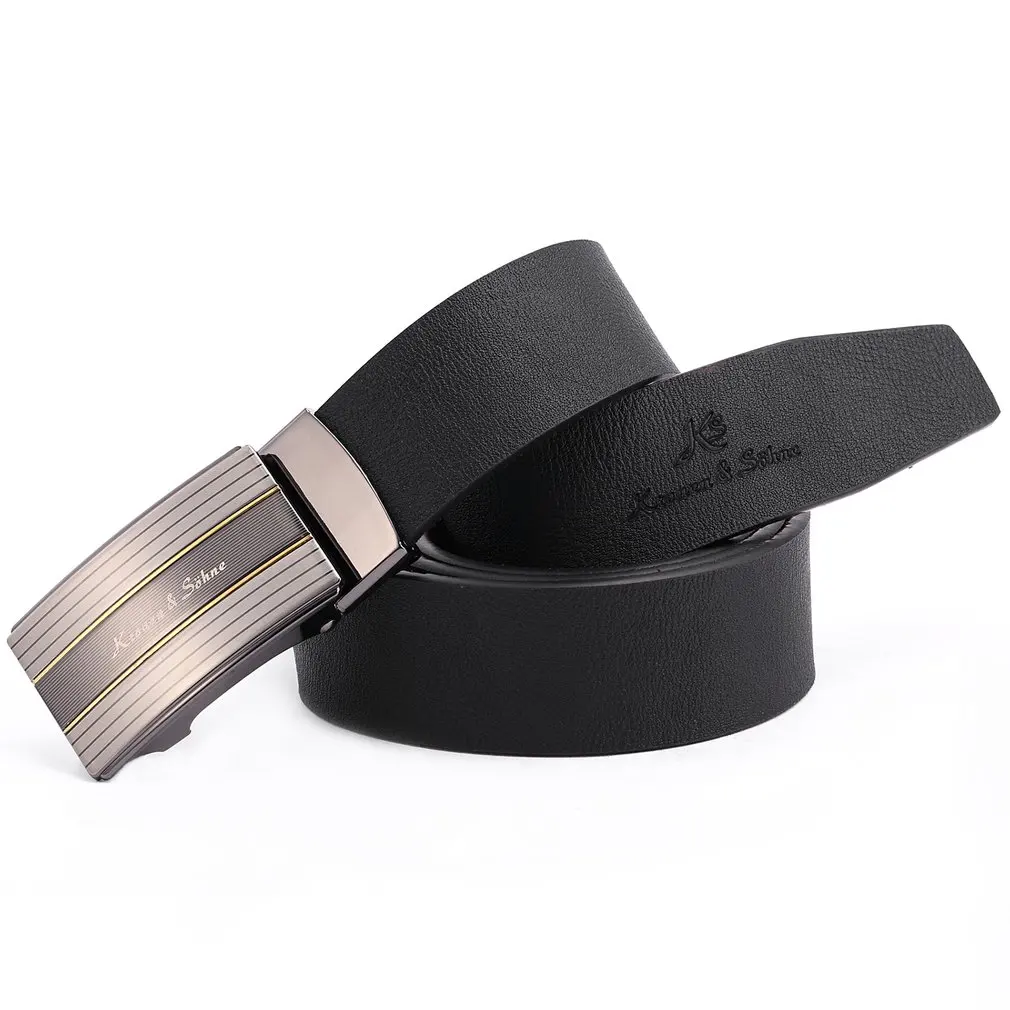 

Brand New Business Authentic Elegant Black Men's Genuine Leather Automatic Lock Belt Fit 20-49 inches Adjustable Length /KB032