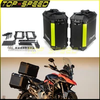 black aluminum 36l 2x side boxes motorcycle detachable side cases luggage pannier cargo suitcase w quick release mount kit