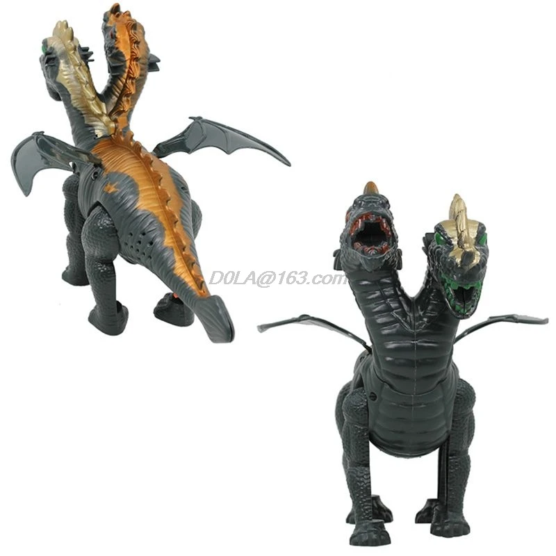 Игрушка динозавр с светильник том и двумя головками игрушка для мальчиков