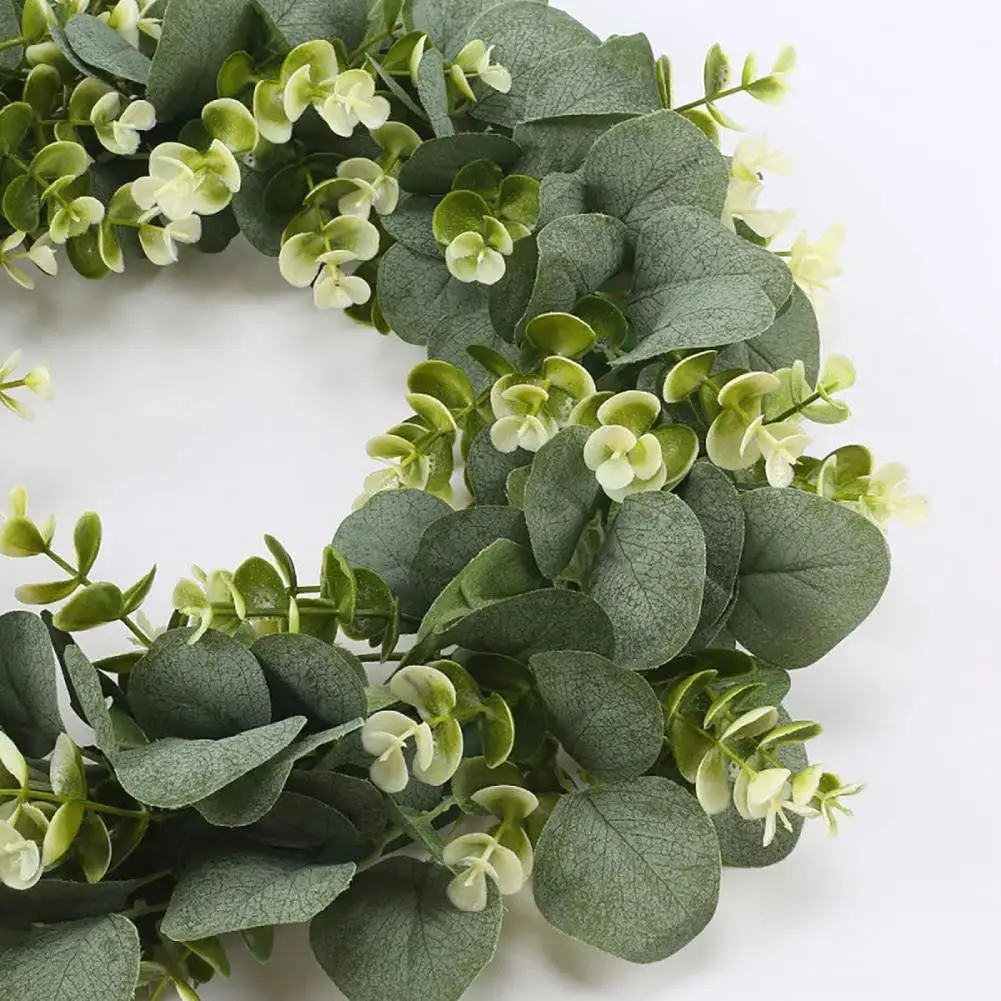 

Artificial Wreath Decorative Realistic Plastic Simulated Eucalyptus Leaves Garland for Porch