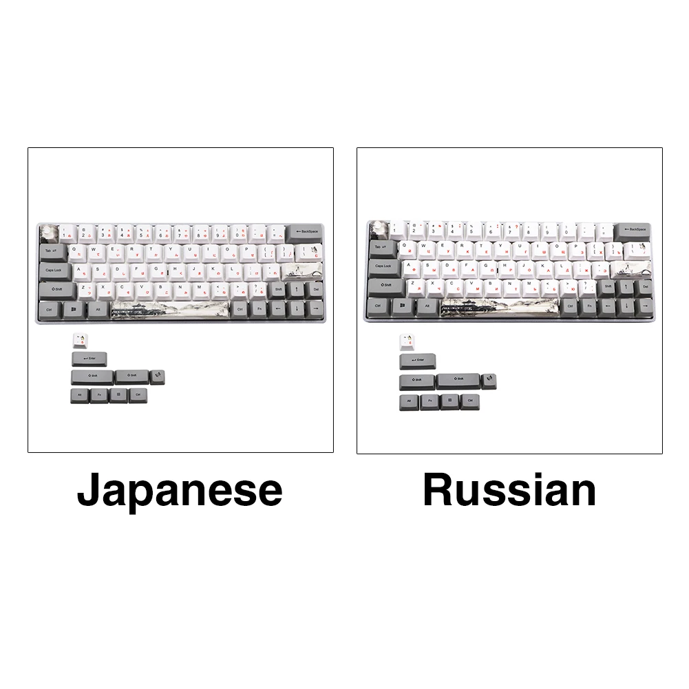 

73 Keys Print Gaming OEM Profile Keyboard Caps Replacement Parts Ergonomic Japanese Russian Durable Mechanical Retro Desktop PBT