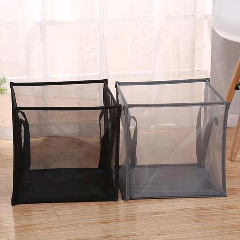 

Mesh Foldable Kitchen Laundry Hamper Basket Dirty Clothing Organizer Book Underwear Container Bin
