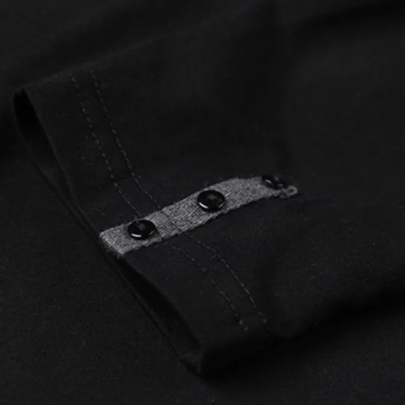 

Cotton T Shirt Men 2020 Spring Autumn New Long Sleeve T-Shirt Men Henry Collar Tee Shirt Men Fashion Casual Tops J943