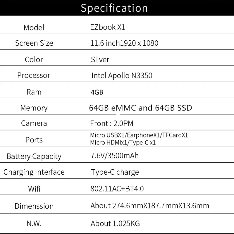 Jumper Ezbook X1 ноутбук 11,6 дюймов Fhd Ips сенсорный экран 360 градусов вращающийся ультрабук 4 Гб+ 128 ГБ 2,4 г/5 ГГц Wifi ноутбук