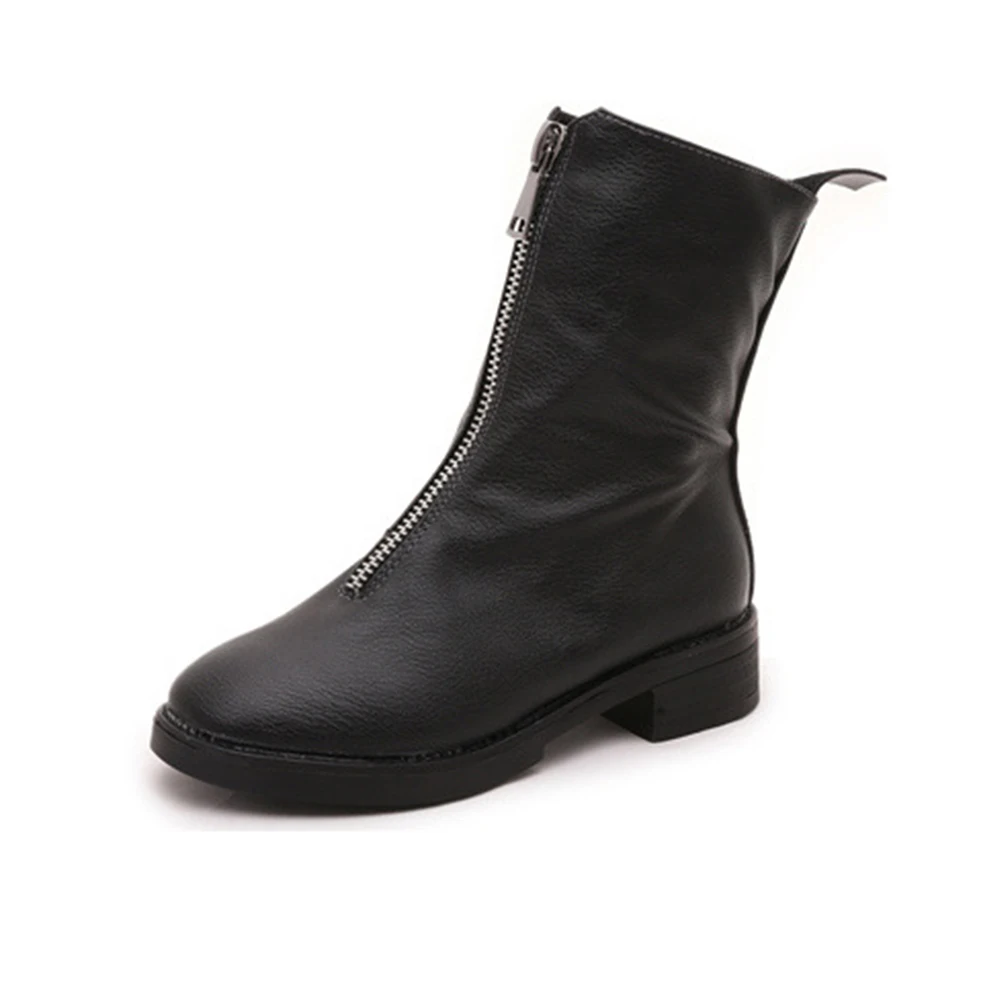 

Accessories Casual Front Zipper Fashion Black Motorcycle Gift Durable PU Solid Women Shoes