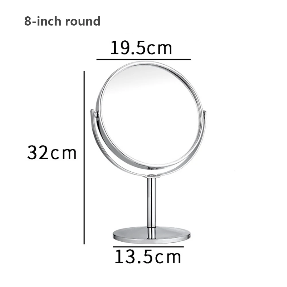 8 inch A Manooby настольная вращающаяся подставка для зеркала для макияжа, зеркало для стола для макияжа, круглое овальное двухстороннее зеркало из серебристого металла - Цвет: 8 inch A