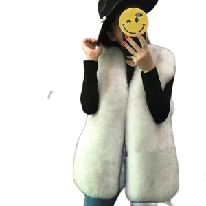 Пальто зимнее теплое модное женское импортное пальто меховые жилеты высококачественное пальто из искусственного меха Лисий Мех Длинный жилет Женская куртка