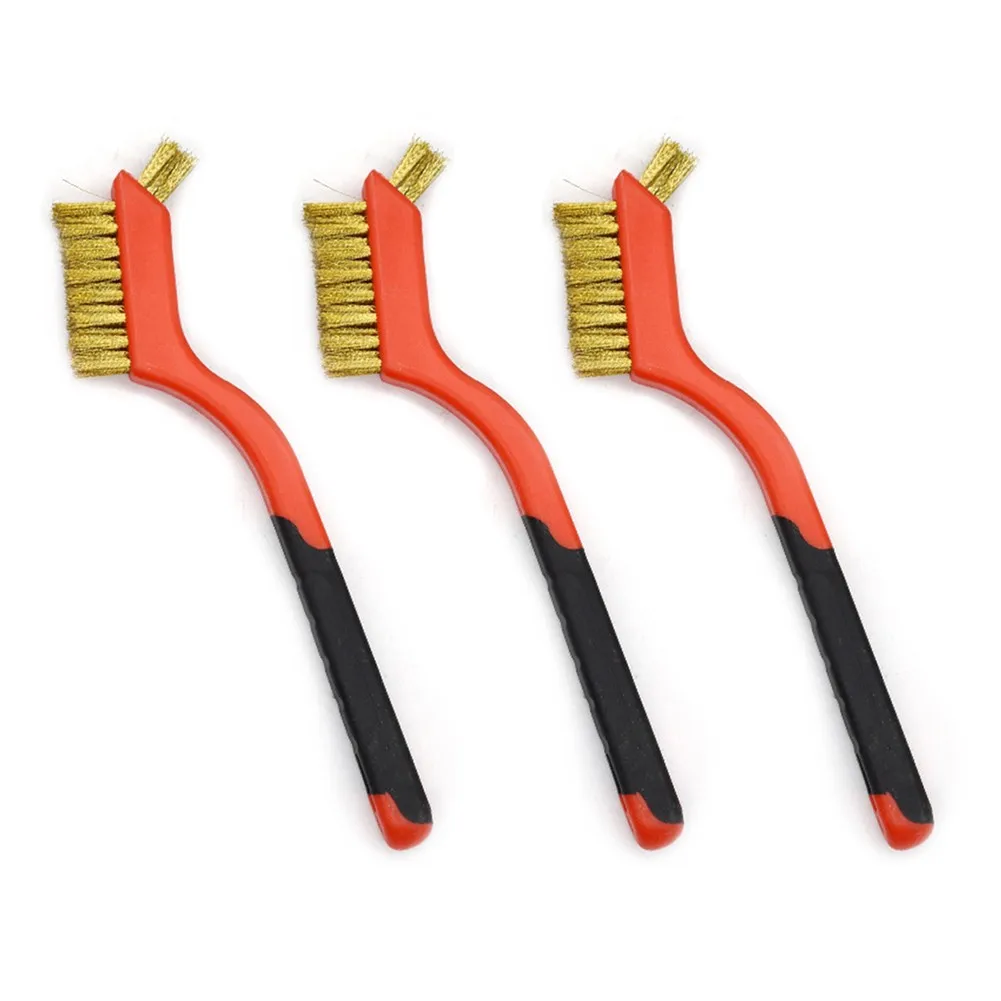 

Wire Brush Set 3Pcs - Nylon/Brass/Stainless Steel Bristles With Curved White Wire Brushes 7inch For Cleaning