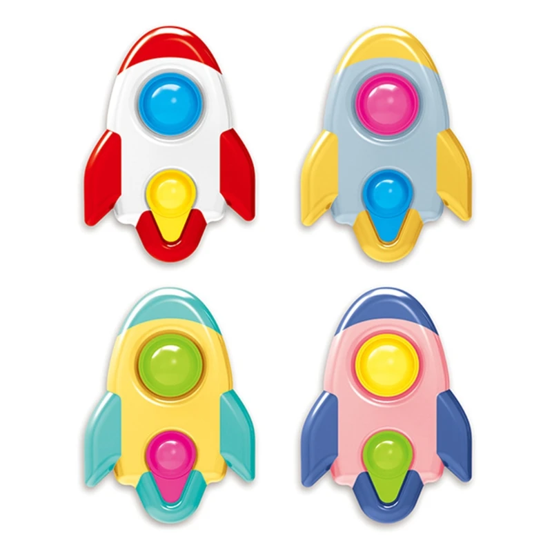 

Decompression Toy Mini Rockets Bubble w/ Push Popper Rainbow Funny Novelty Gift Interactive Toy for Baby Early Learning