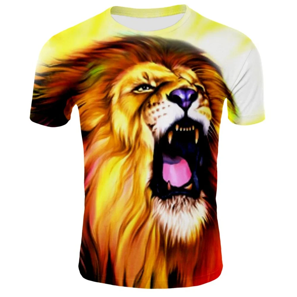 

2021 new T-shirt Black and white lion style 3D printing men's and women's short-sleeve casual T-shirts for men and women