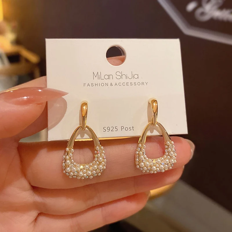 

925 Silver Needle Korean Exquisite French Retro Pearl Earrings 2021 New Trendy Design Temperament Earrings Female Pear Earrings