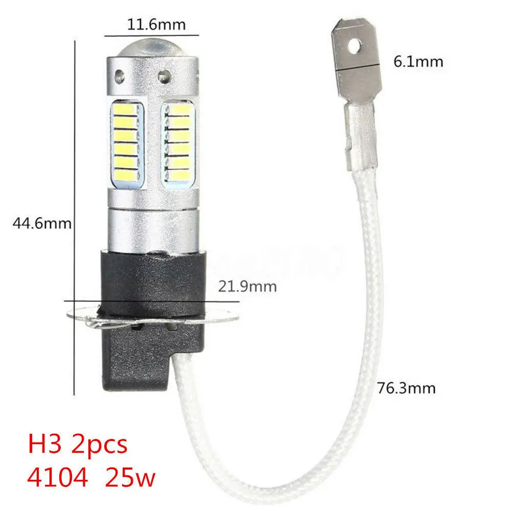 Светодиодсветодиодный высокой мощности H3 4014 30 SMD 2 шт. белая лампа для