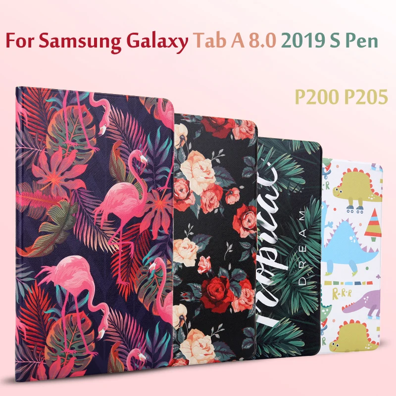 360 Rotating Case For Samsung Galaxy Tab A 8.0 S Pen P200 P205 SM-P200 SM-P205 Smart Auto Sleep / Wake Stand Leather Cover