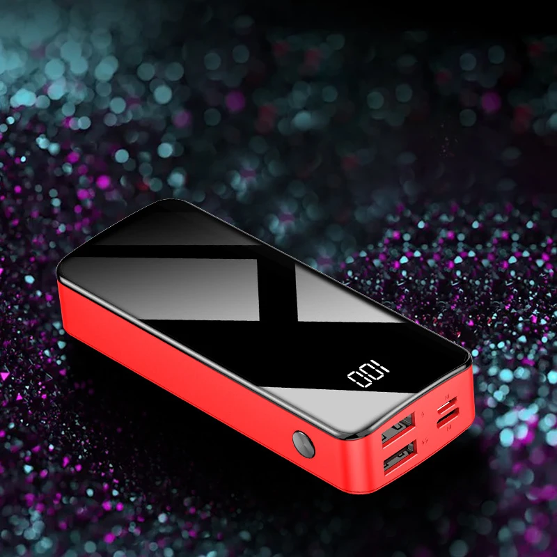 Мини Внешний аккумулятор 20000 мАч полноэкранный водонепроницаемый внешний два USB