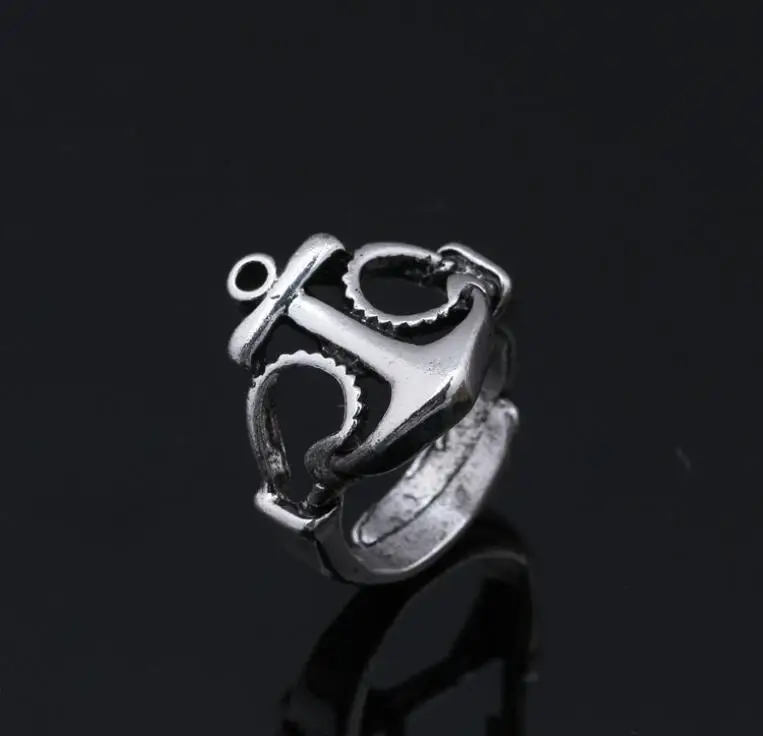 

Gothic Fashion Anchor Ring Personalized Silver Black Stainless Steel Men's Jewelry Party Birthday Gift