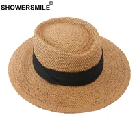 showersmile sun hat for women summer beach panama cap 2022 new vintage british style sombrero ladies sun protection straw hat