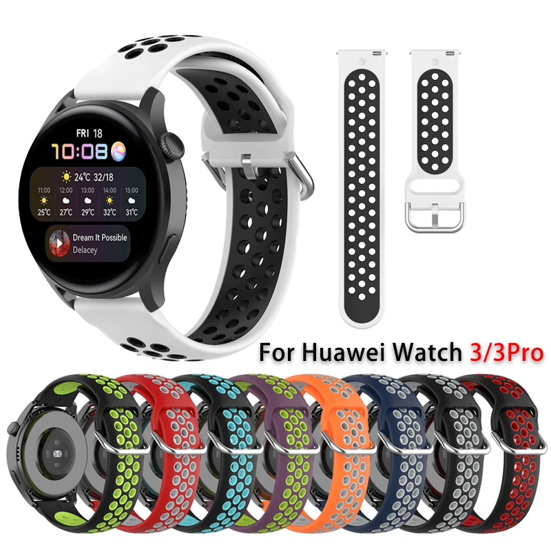 

Силиконовый ремешок для Huawei Watch 3 Pro браслет двойной цвет 22 мм ремешок на запястье для Huawei Watch 3/GT/Air 2/Pro/GT 46 мм 42 мм