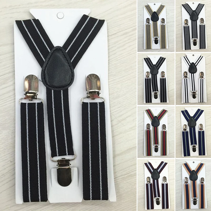 

Unisex Children Striped Retro Strap Clip Belts Casual Fashion Braces Suspenders Belt Anti-drop Belts Buckle