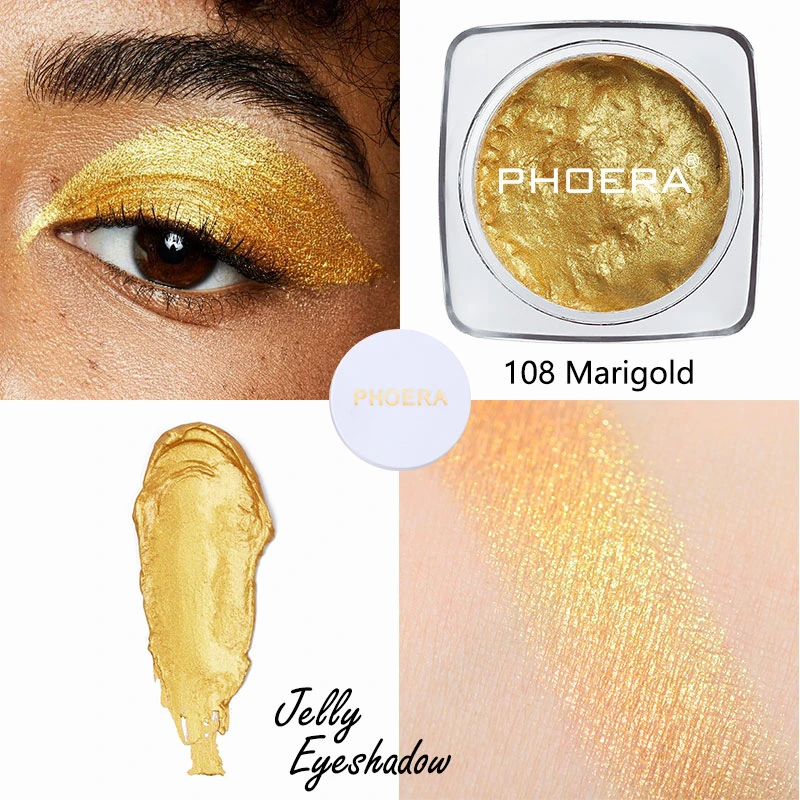 108-Marigold 12 цветов монохромный перламутровый желе тени для век Крем Макияж Тени для век Палитра блестящая металлическая паста для вечерние фестиваль TSLM2 - Цвет: 108-Marigold