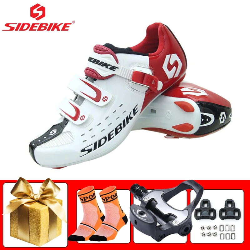 

SIDEBIKE Road Cycling Sneakers Add SPD-SL Pedals Breathable Sapatilha Ciclismo Wear-resistant Self-locking Riding Bicycle Shoes