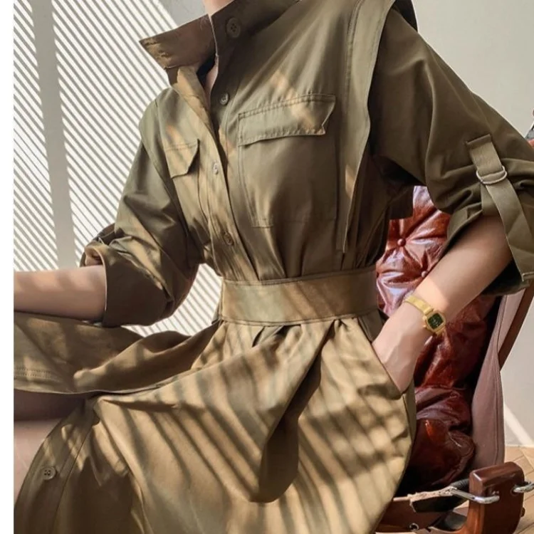 

Female Long Fashion Khaki With Belt Trench Coat-Ropa De Mujer 2020 Autumn Jacket Women