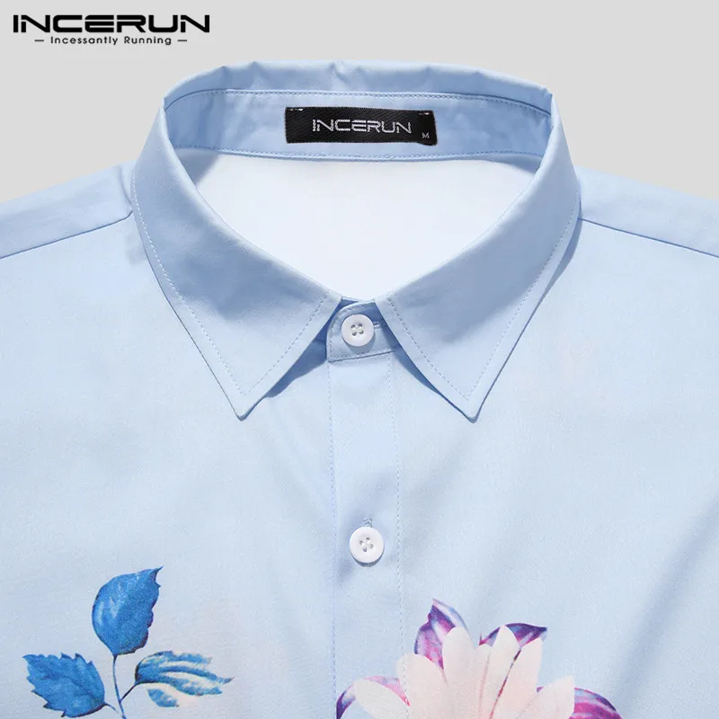 Men Shirts Short Sleeve Lapel Printed Camisa INCERUN Summer Hawaiian Beach Button Blouse Male Loose Comfortable Shirts Plus Size