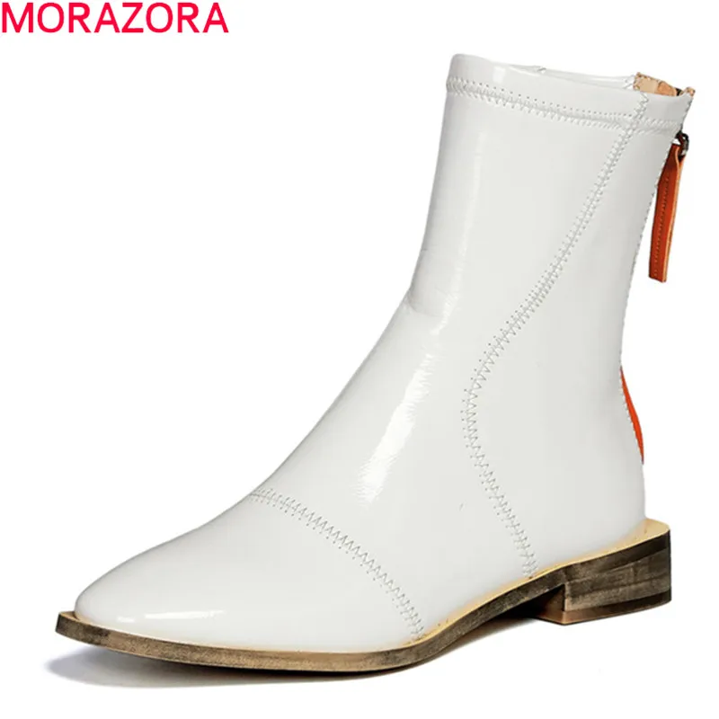 Женские ботильоны на низком каблуке MORAZORA черные однотонные повседневные с