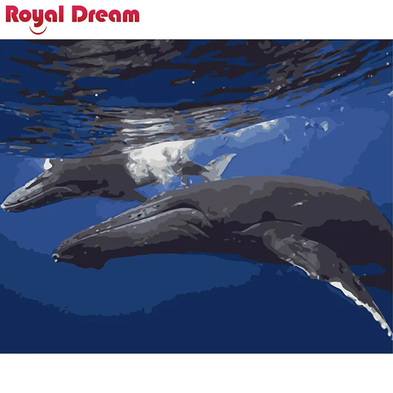 

Подводный КИТ DIY живопись по номерам полотно ручной работы; Рисунок дома Настенная картина для гостиной уникальный подарок 40X50