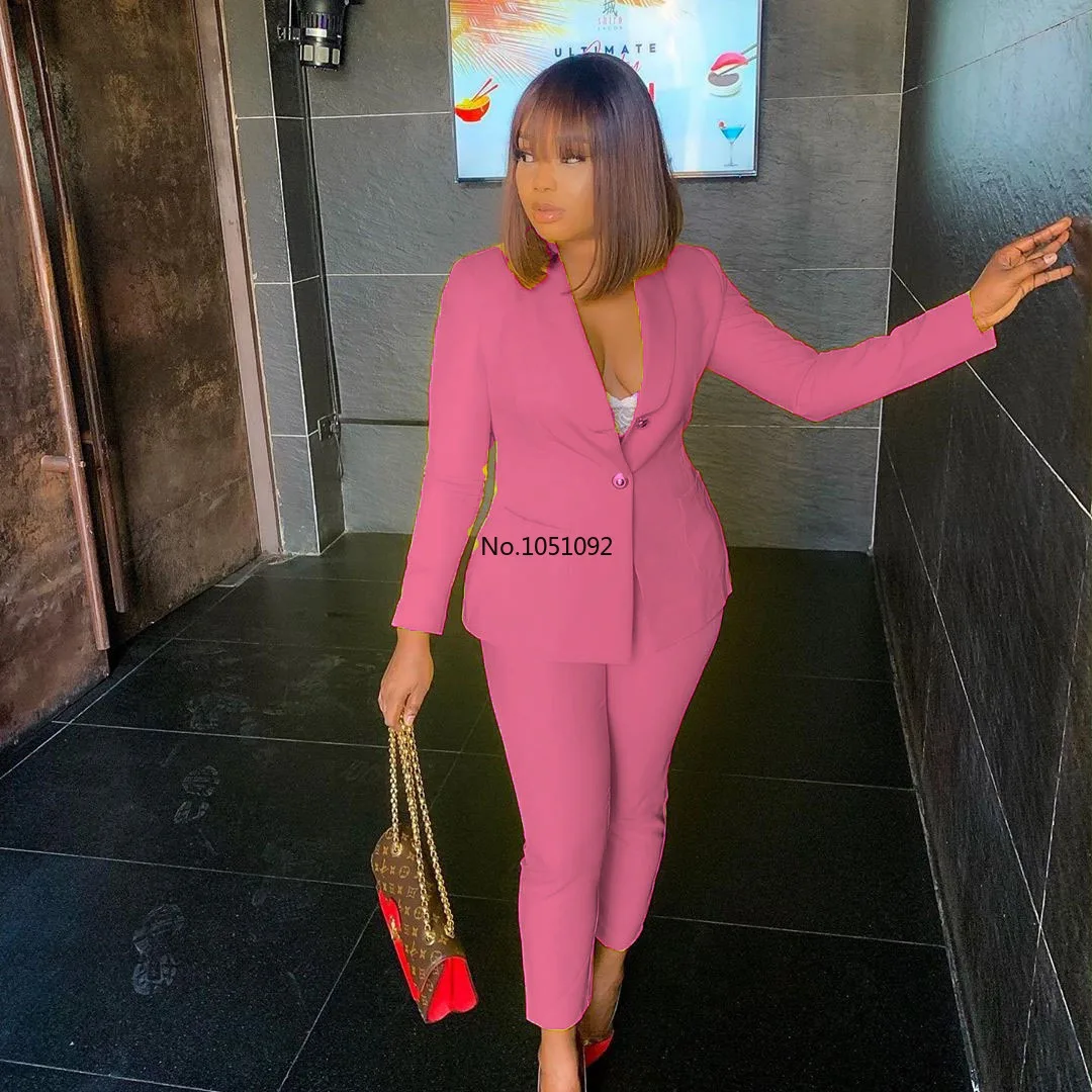 Африканские женские комплекты однотонный блейзер с длинным рукавом пиджак брюки