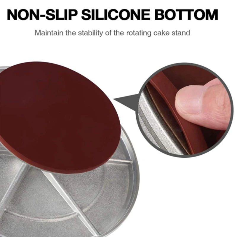 

Yaoominy-Aluminium Alloy Revolving Cake Stand 12 Inch Rotating Cake Turntable for Cake, Cupcake Decorating Supplies Bake Tools