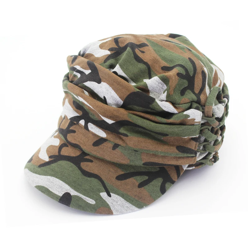 1-Camo Камуфляжная шляпа с принтом Модная трикотажная шляпа с завязанной веревкой Осенняя хлопковая кепка для мужчин и женщин - Цвет: 1-Camo