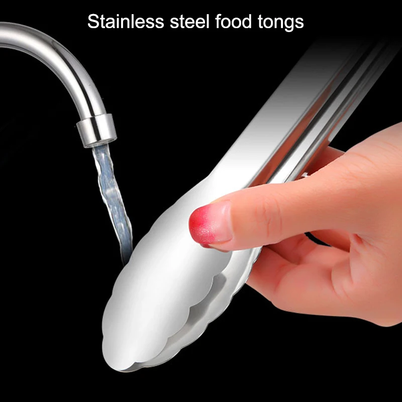 9inch Kitchen Tongs Stainless Steel Serving Barbecue with Non Slip Grip BBQ Salad Tools Grill Accessories | Дом и сад