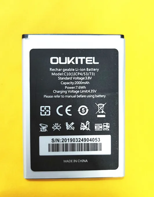 AZK Oukitel C10 аккумулятор 100% Новый 2000 мАч запасная батарея для мобильный