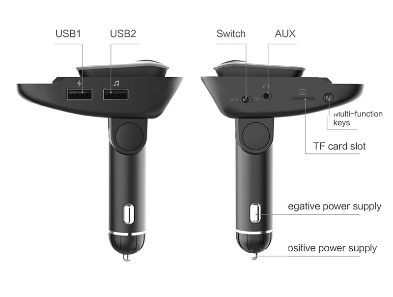 Автомобильная bluetooth-гарнитура, Bluetooth, автомобильный комплект, Bluetooth, громкая связь, Автомобильный MP3-плеер, Bluetooth V4.2, поддержка TF/U диск, автомобильное зарядное устройство