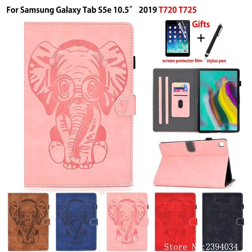 SM-T720 чехол для Samsung galaxy tab S5e 10,5, 2019, T720, SM-T725, умный чехол, чехол из искусственной кожи с тиснением слона + подарок