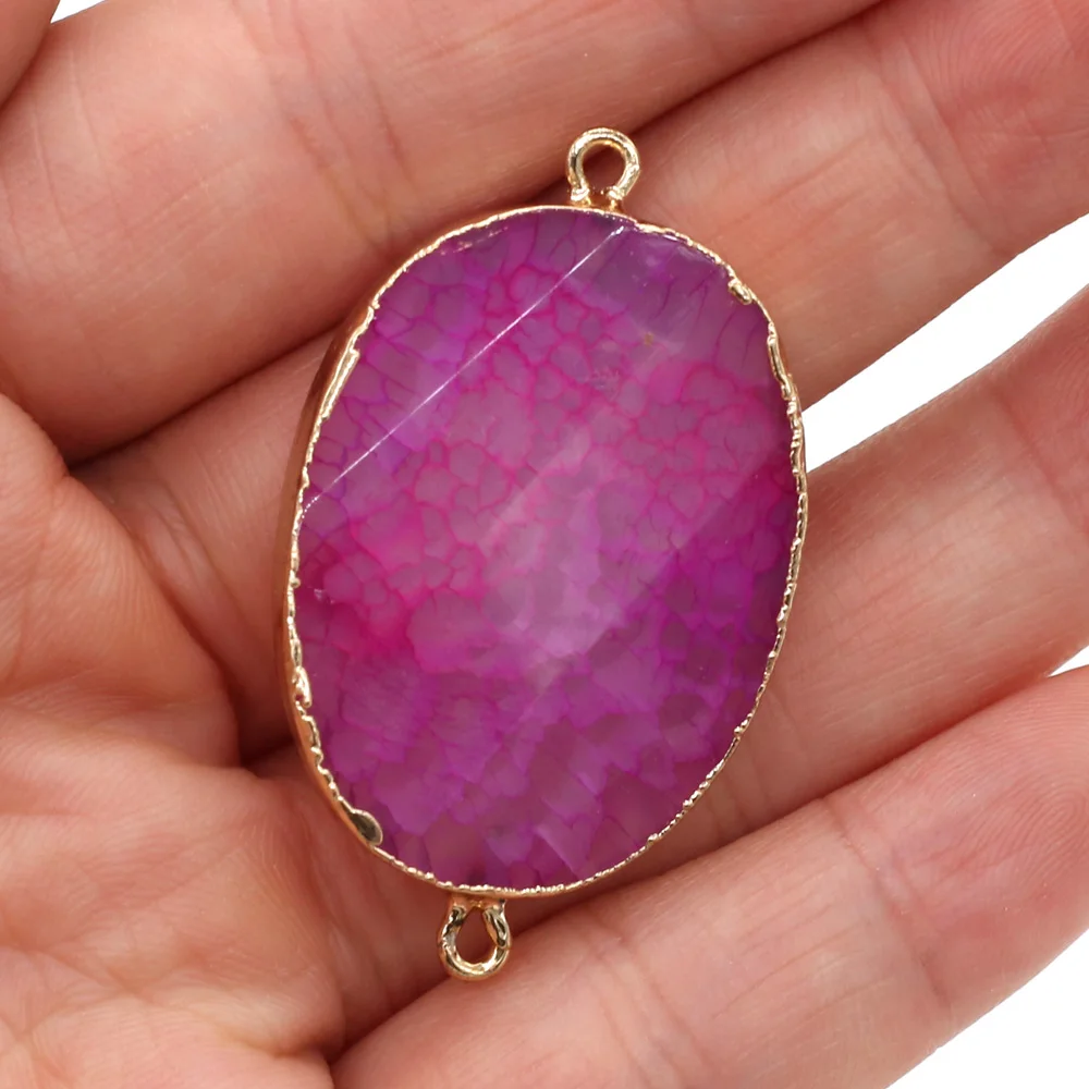 Hot Sale Natural Gem Stone Pendant Connector Faceted Charms for DIY Necklace Jewelry Making Supplies 25x40mm |