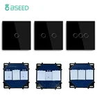 Bseed Европа Россия Великобритания стандарт 86 мм 157 мм жемчужное Хрустальное стекло Одиночная стеклянная панель черная стеклянная панель с основанием переключателя для дома