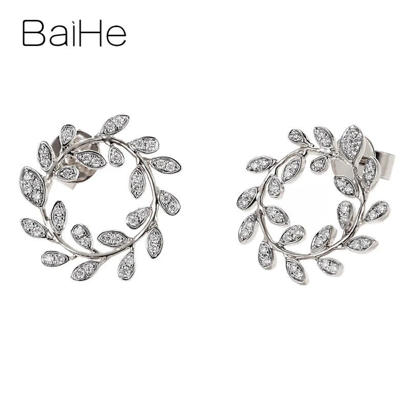 White Gold BAIHE Solid 14K белый+ желтое золото 0.20ct круглый натуральные Алмазы обручальные модные ювелирные изделия подарок серьги-гвоздики - Цвет камня: White Gold