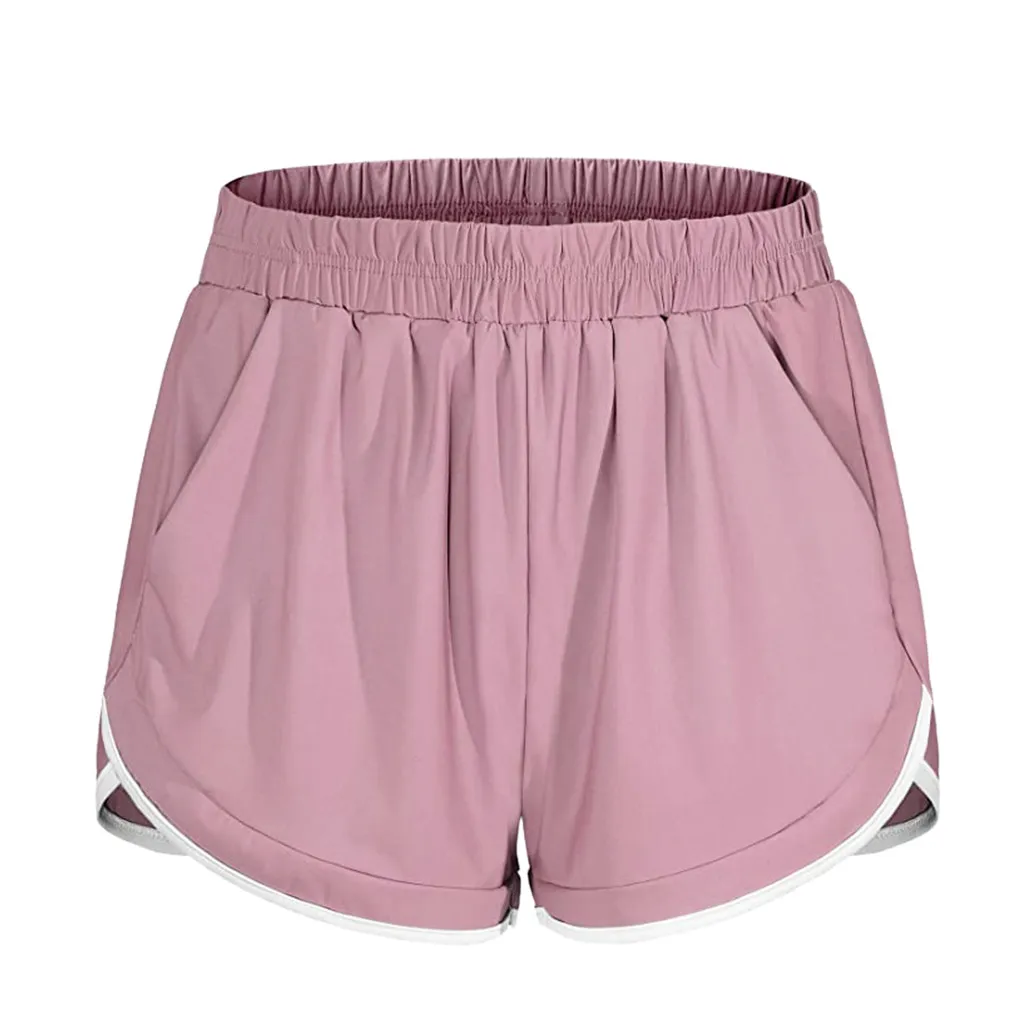 2020 повседневные женские шорты для бега эластичные тренировок с карманами