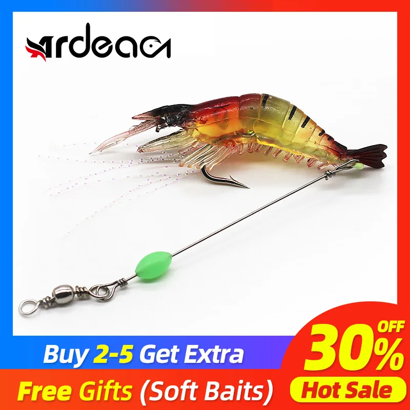 

Ardea Shrimp Lure Luminous Simulation 80mm 6g Soft Prawn Bait Worms Artificial Swimbait Silicone Wobblers Hook Tackle