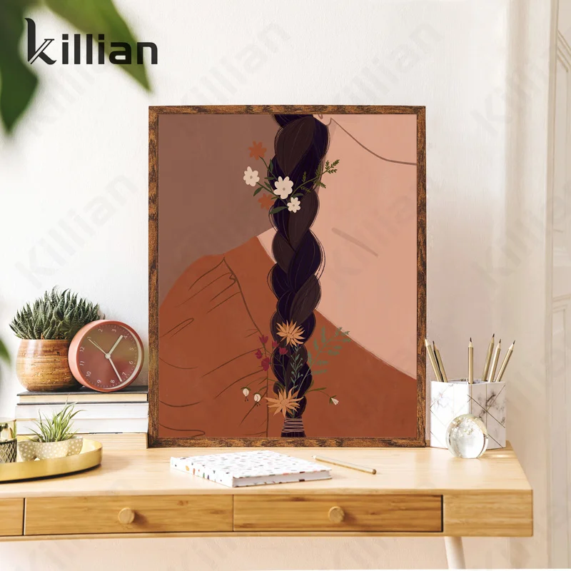 

Modern Abstract Canvas Painting Woman Poster Prints Wildflower Girl Boho Art Canvas Painting Wall Pictures Living Room Decor