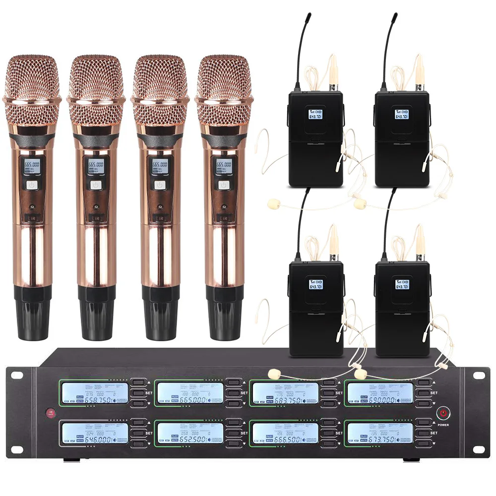 저렴한 학교 야외 교회 무대용 전문 무선 마이크 시스템, 금속 핸드헬드 마이크, 무선 UHF 마이크