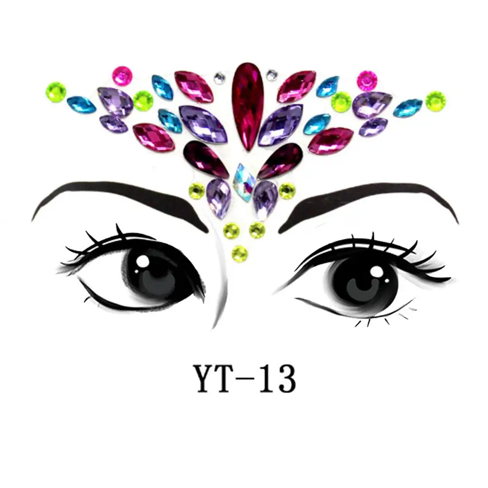 1 шт. рождественские DIY наклейки для бровей, лица, боди-арт, клей с кристаллами, блестящие украшения, праздничные вечерние наклейки для глаз, татуировки, макияж, Рождественский Декор, 40 - Цвет: 2