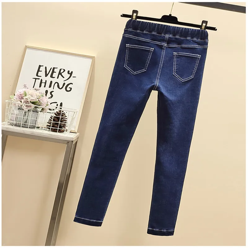 Large size Women Straight Jeans Vintage high waist jeans long Pants Cowboy embroidery Plus Size Woman Streetwear | Женская одежда