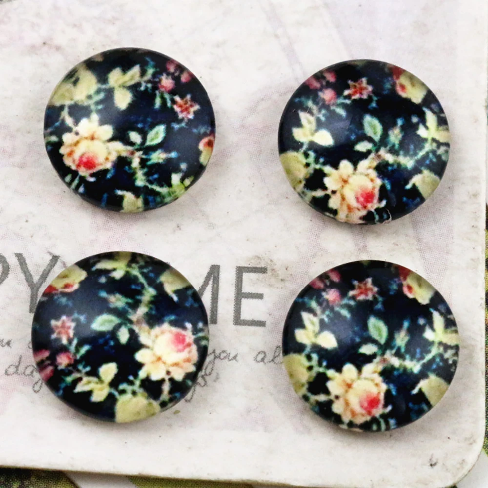 

New Fashion 20pcs 12mm Cut Flower Handmade Photo Glass Cabochons