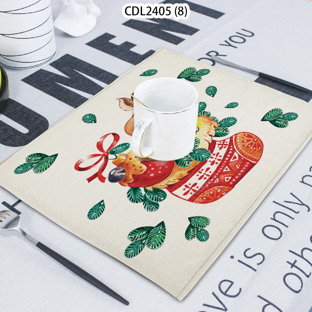 

1 Pcs Snow Gift Printed Napkin Cloth Home Table Decoration Table Mat Untersetzer Towel Tea Towel Coaster 42*32 Servilletas Tela