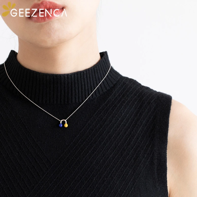 

925 Sterling Silver Beads Chain Glaze Ball Pendant Necklace Simple Geometric Trendy Women's Chokers Necklace Fine Jewelry Unique