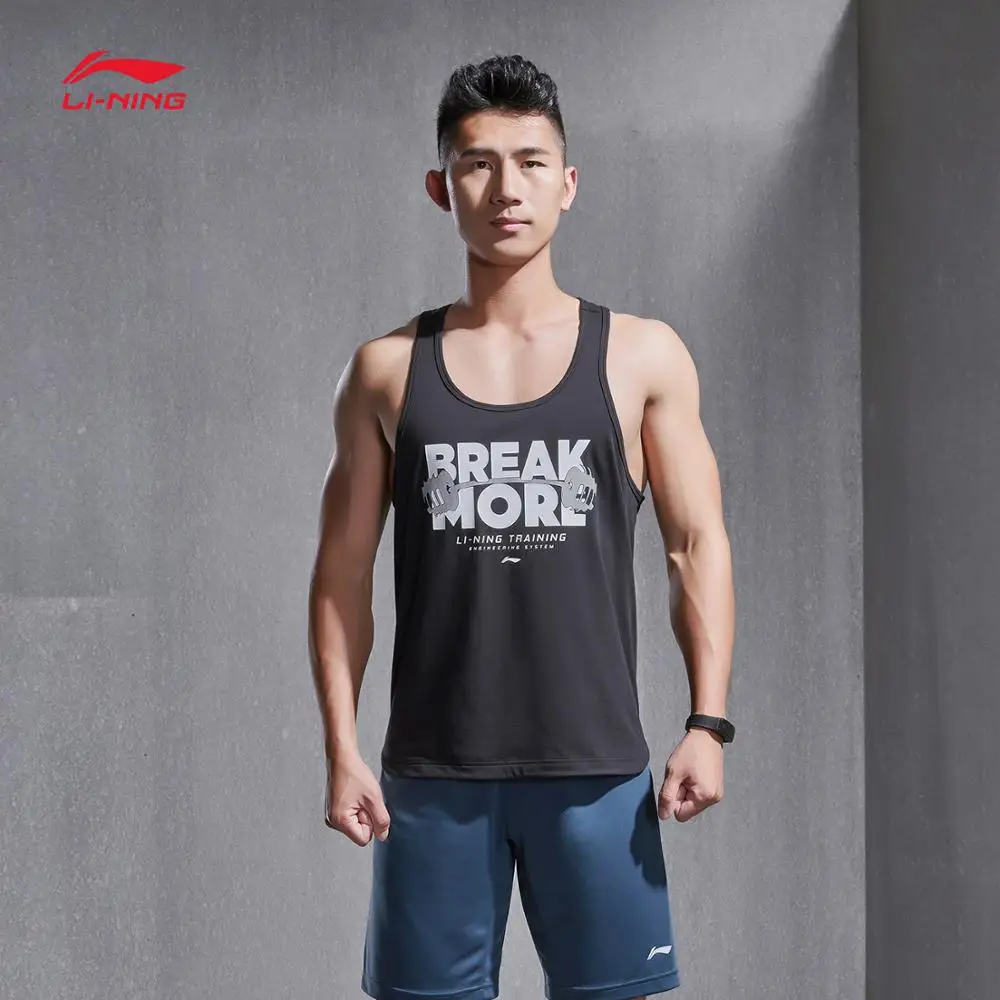 Li-Ning мужской тренировочный жилет свободная футболка без рукавов полиэстер